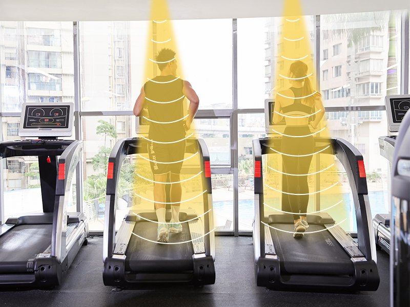 健身房跑步機定向音響發聲示意圖