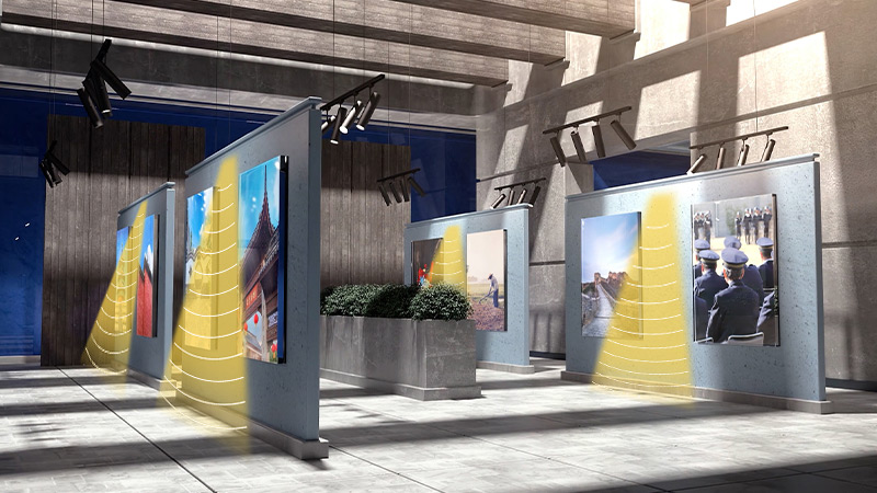 展廳定向講解音箱發聲示意圖